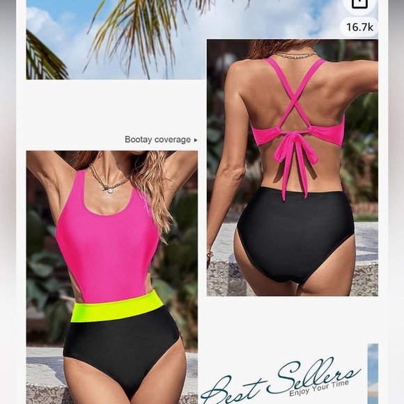 MOLYBELL One Piece  High Waisted Bathing Suit Monokini  Cutout Racerback Zip Up - Picture 7 of 16